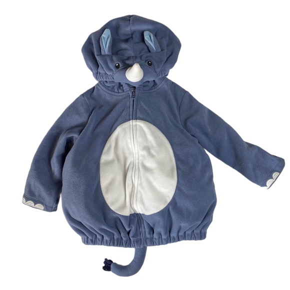 CARTER’S Baby Full Zip Rhino Jacket/Costume with Trunk and Tail Size 18 months - Picture 2 of 8